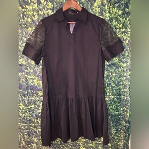 Chic Black Mini Dress with Sheer Sleeves